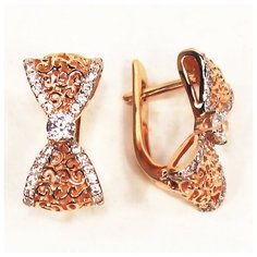 Серьги The Jeweller, красное золото, 585 проба, фианит, , золотистый