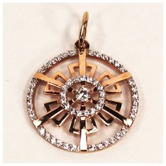 Подвеска The Jeweller, красное золото, 585 проба, фианит, золотистый