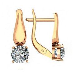 Серьги The Jeweller, красное золото, 585 проба, фианит, , золотистый