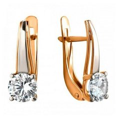Серьги The Jeweller, красное золото, 585 проба, фианит, , золотистый