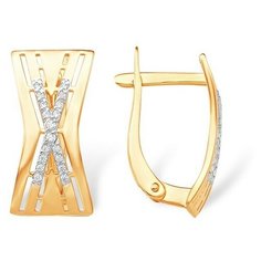 Серьги The Jeweller, красное золото, 585 проба, фианит, , золотистый