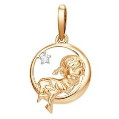 Подвеска The Jeweller, красное золото, 585 проба, фианит, золотистый