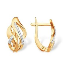 Серьги The Jeweller, красное золото, 585 проба, фианит, , золотистый