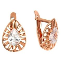 Серьги The Jeweller, красное золото, 585 проба, фианит, , золотистый