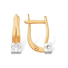 Серьги The Jeweller, красное золото, 585 проба, фианит, , золотистый