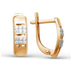 Серьги The Jeweller, красное золото, 585 проба, фианит, , золотистый