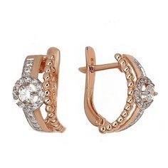 Серьги The Jeweller, красное золото, 585 проба, фианит, , золотистый