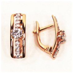 Серьги The Jeweller, красное золото, 585 проба, фианит, , золотистый