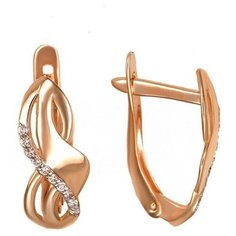 Серьги The Jeweller, красное золото, 585 проба, фианит, , золотистый