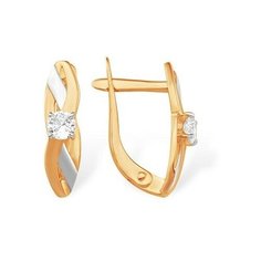 Серьги The Jeweller, красное золото, 585 проба, фианит, , золотистый
