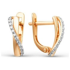 Серьги The Jeweller, красное золото, 585 проба, фианит, , золотистый