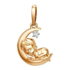 Подвеска The Jeweller, красное золото, 585 проба, фианит, золотистый