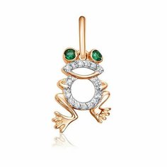 Подвеска The Jeweller, красное золото, 585 проба, фианит, зеленый, золотистый