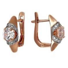 Серьги The Jeweller, красное золото, 585 проба, фианит, , золотистый
