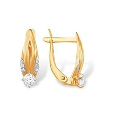 Серьги The Jeweller, красное золото, 585 проба, фианит, , золотистый