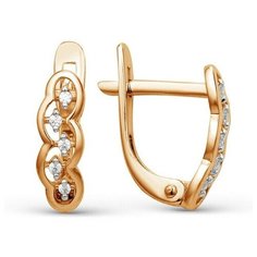 Серьги The Jeweller, красное золото, 585 проба, фианит, , золотистый