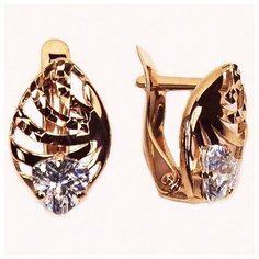 Серьги The Jeweller, красное золото, 585 проба, фианит, , золотистый