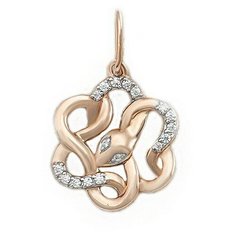 Подвеска The Jeweller, красное золото, 585 проба, фианит, золотистый