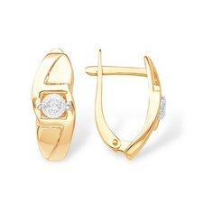 Серьги The Jeweller, красное золото, 585 проба, фианит, , золотистый