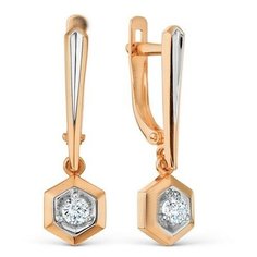 Серьги The Jeweller, красное золото, 585 проба, фианит, , золотистый