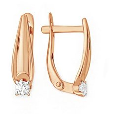 Серьги The Jeweller, красное золото, 585 проба, фианит, , золотистый