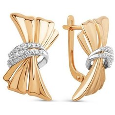 Серьги The Jeweller, красное золото, 585 проба, фианит, , золотистый