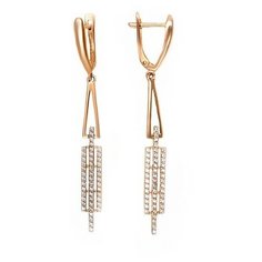 Серьги The Jeweller, красное золото, 585 проба, фианит, , золотистый