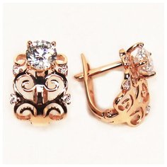 Серьги The Jeweller, красное золото, 585 проба, фианит, , золотистый