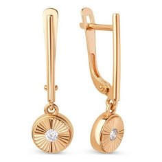 Серьги The Jeweller, красное золото, 585 проба, фианит, , золотистый