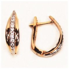 Серьги The Jeweller, красное золото, 585 проба, фианит, , золотистый