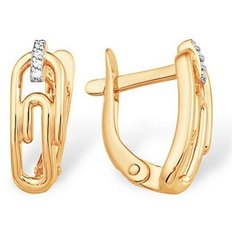 Серьги The Jeweller, красное золото, 585 проба, фианит, , золотистый