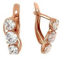 Серьги The Jeweller, красное золото, 585 проба, фианит, , золотистый