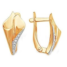 Серьги The Jeweller, красное золото, 585 проба, фианит, , золотистый