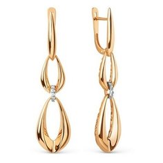 Серьги The Jeweller, красное золото, 585 проба, фианит, , золотистый