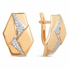 Серьги The Jeweller, красное золото, 585 проба, фианит, , золотистый