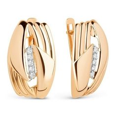 Серьги The Jeweller, красное золото, 585 проба, фианит, , золотистый