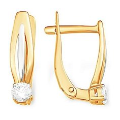 Серьги The Jeweller, красное золото, 585 проба, фианит, , золотистый