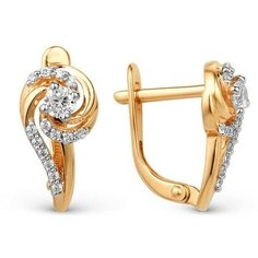 Серьги The Jeweller, красное золото, 585 проба, фианит, , золотистый