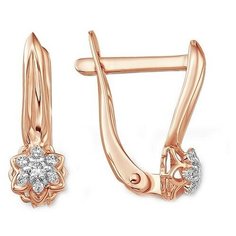 Серьги The Jeweller, красное золото, 585 проба, фианит, , золотистый