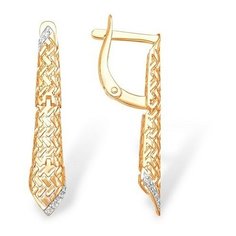 Серьги The Jeweller, красное золото, 585 проба, фианит, , золотистый