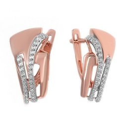 Серьги The Jeweller, красное золото, 585 проба, фианит, , золотистый