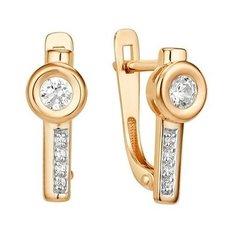 Серьги The Jeweller, красное золото, 585 проба, фианит, , золотистый
