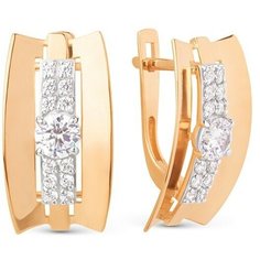 Серьги The Jeweller, красное золото, 585 проба, фианит, , золотистый