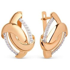 Серьги The Jeweller, красное золото, 585 проба, фианит, , золотистый