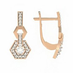Серьги The Jeweller, красное золото, 585 проба, фианит, , золотистый