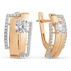 Серьги The Jeweller, красное золото, 585 проба, фианит, , золотистый