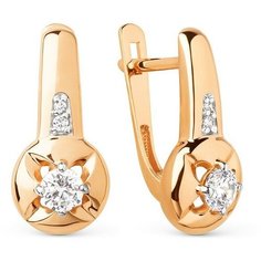 Серьги The Jeweller, красное золото, 585 проба, фианит, , золотистый