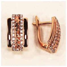 Серьги The Jeweller, красное золото, 585 проба, фианит, , золотистый