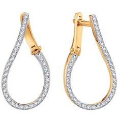 Серьги The Jeweller, красное золото, 585 проба, фианит, , золотистый