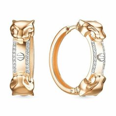 Серьги The Jeweller, красное золото, 585 проба, фианит, , золотистый